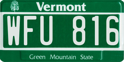VT license plate WFU816