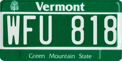 VT license plate WFU818