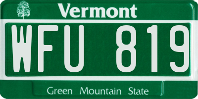 VT license plate WFU819