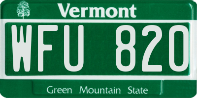 VT license plate WFU820