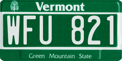 VT license plate WFU821