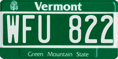 VT license plate WFU822