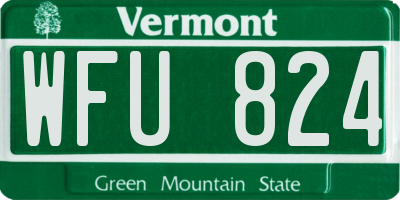 VT license plate WFU824