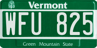 VT license plate WFU825