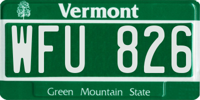 VT license plate WFU826