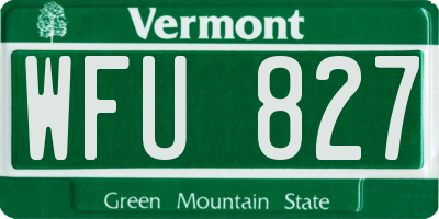 VT license plate WFU827