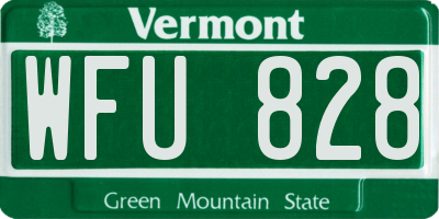 VT license plate WFU828