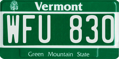 VT license plate WFU830