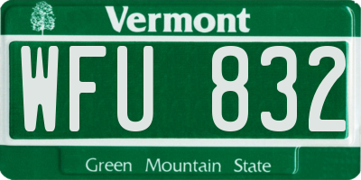 VT license plate WFU832