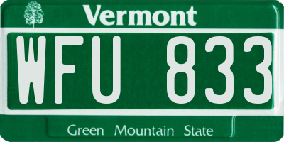 VT license plate WFU833
