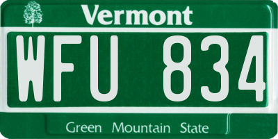 VT license plate WFU834