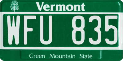 VT license plate WFU835