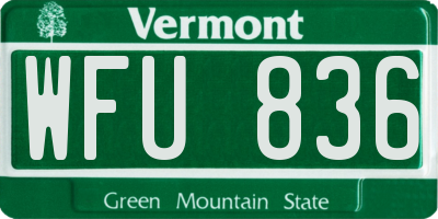 VT license plate WFU836