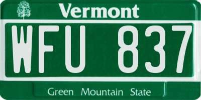 VT license plate WFU837