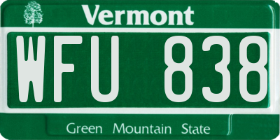 VT license plate WFU838
