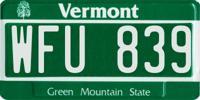 VT license plate WFU839