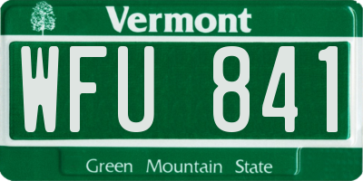 VT license plate WFU841