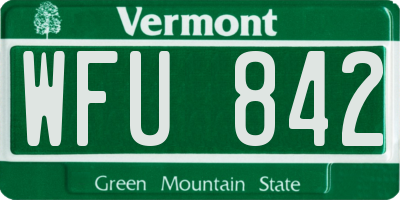 VT license plate WFU842