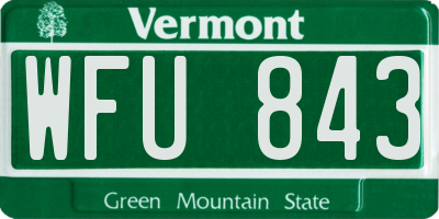 VT license plate WFU843