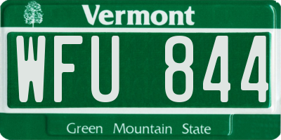 VT license plate WFU844