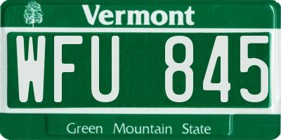 VT license plate WFU845