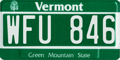 VT license plate WFU846