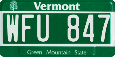 VT license plate WFU847