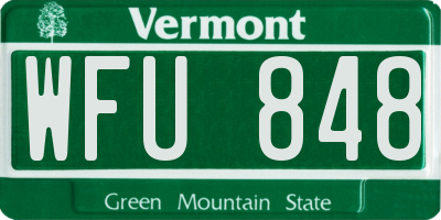 VT license plate WFU848