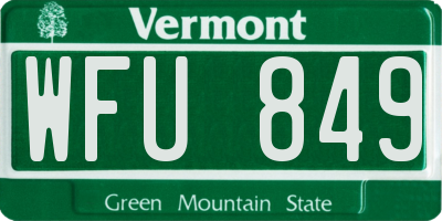 VT license plate WFU849