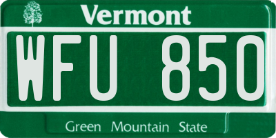 VT license plate WFU850