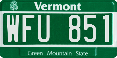 VT license plate WFU851