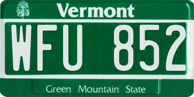 VT license plate WFU852