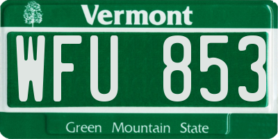 VT license plate WFU853