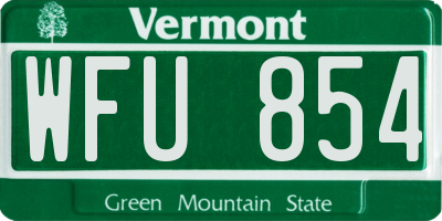 VT license plate WFU854