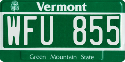 VT license plate WFU855