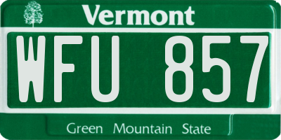 VT license plate WFU857
