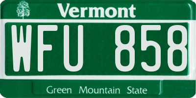 VT license plate WFU858