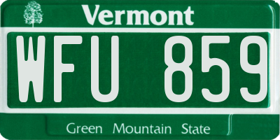 VT license plate WFU859