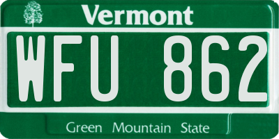 VT license plate WFU862