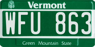 VT license plate WFU863