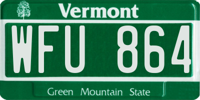 VT license plate WFU864