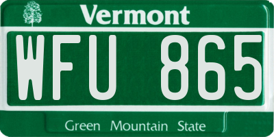 VT license plate WFU865