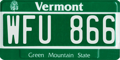 VT license plate WFU866