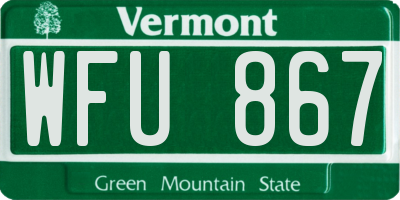 VT license plate WFU867