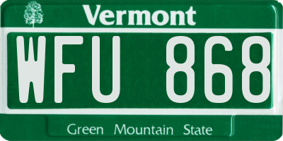 VT license plate WFU868