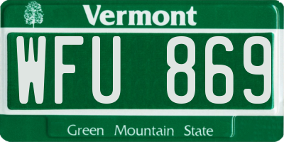 VT license plate WFU869