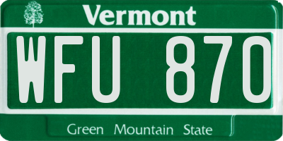 VT license plate WFU870