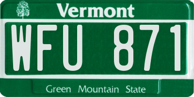 VT license plate WFU871