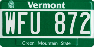 VT license plate WFU872