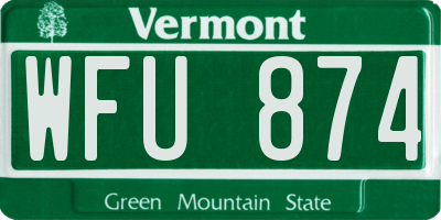 VT license plate WFU874